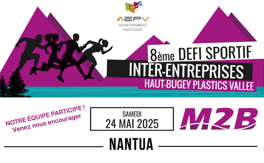 Affiche du défi sportif inter-entreprises de l'AEPV 2025, organisé à l'Esplanade du Lac de Nantua du 19 au 25 mai 2025.